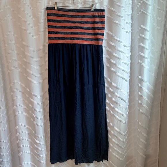 RACHEL Rachel Roy Dresses & Skirts - Rachel Rachel Roy Womens XXL Navy Orange Striped Strapless Maxi Tube Dress